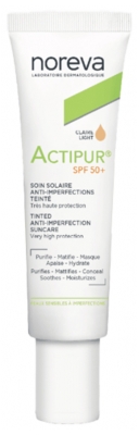 Noreva Actipur Sunkiam Taisantis Saulės Apsaugos Kremas SPF50+ Šviesus Atspalvis 30 ml