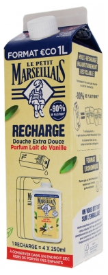 Le Petit Marseillais Douche Crème Extra Doux Lait de Vanille Éco-Recharge 1 L