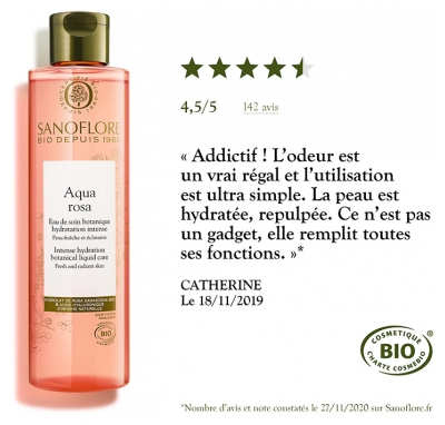 Sanoflore Aqua Rosa Eau de Soin Botanique Hydratation Intense Bio 200 ml