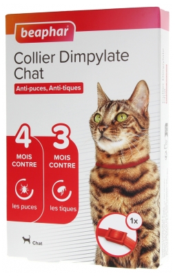Beaphar Collier Dimpylate Anti-Puces Anti-Tiques pour Chats - Couleur : Rouge