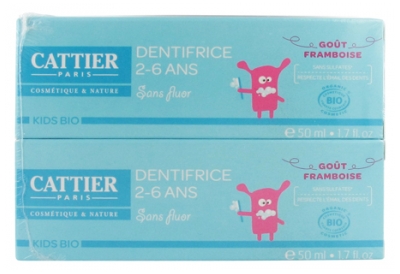 Cattier Kids Bio Toothpaste 2-6 Years 2 x 50ml - Taste: Raspberry