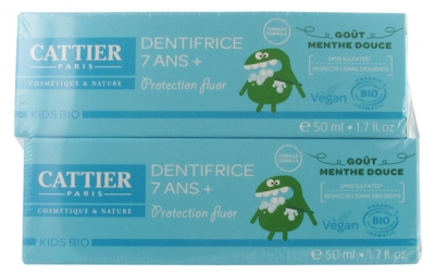 Cattier Kids Organic Toothpaste 7 Years Old + 2 x 50ml - Taste: Mint