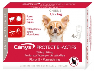 Canys Protect Soluzione Spot-on Bi-Attiva per Cani 1,5-4 kg 4 Pipette