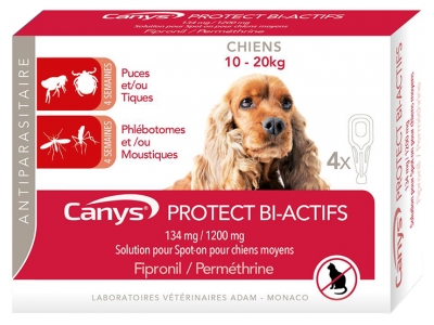 Canys Protect Soluzione Spot-on Bi-Attiva per Cani 10-20 kg 4 Pipette