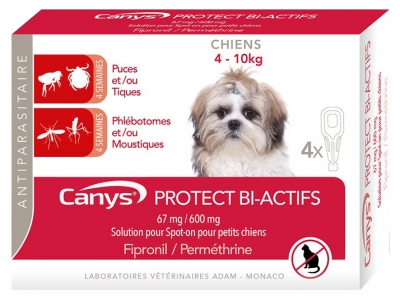 Canys Protect Soluție Bi-Activă Spot-on pentru Câini 4-10 kg 4 Pipete