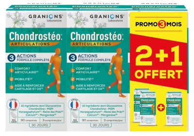 Granions Chondrostéo+ Articulations Lot de 3 x 90 Comprimés dont 90 Comprimés Offerts