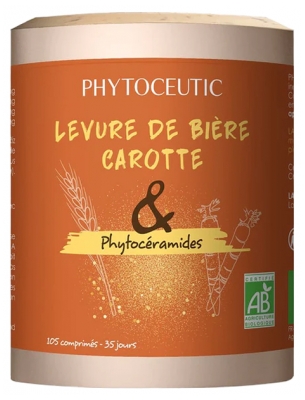 Phytoceutic Levure de Bière Carotte et Phytocéramides Bio 105 Comprimés