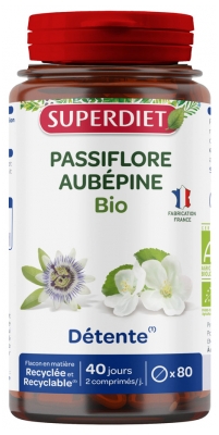 Superdiet Passiflore Aubépine Bio 80 Comprimés