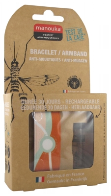 Manouka Kameleo Anti-Mosquitoes Wristband + Refill 6ml - Colour: Orange and Turquoise