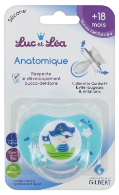 Luc et Léa Silicone Anatomic Soother with Ring + 18 Months