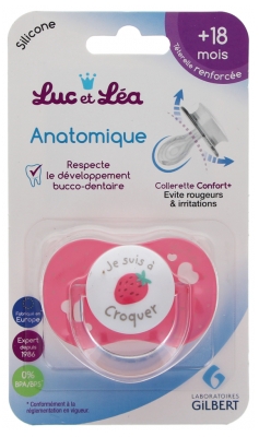 Luc et Léa Silicone Anatomic Soother with Ring + 18 Months - Model: Je suis à croquer