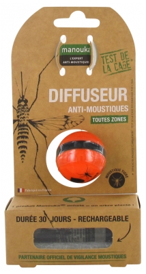 Manouka Boule Diffuseur Anti-Moustiques + Recharge 6 ml - Couleur : Orange