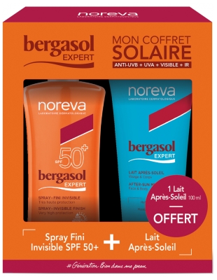 Noreva Bergasol Expert Spray Invisible Finish SPF50+ 125 ml + Bezpłatne Mleczko po Opalaniu 100 ml do Twarzy i Ciała