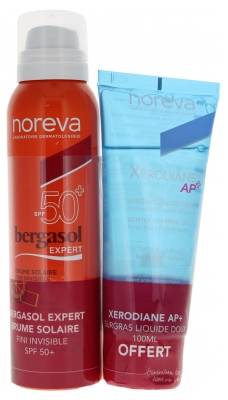 Noreva Bergasol Expert Brume Solaire SPF50+ 150 ml + Noreva Xerodiane AP+ Surgras Liquide Doux 100 ml Offert