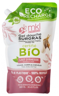 MKL Green Nature Gel Douche Surgras Lait d'Ânesse Éco-Recharge Bio 900 ml