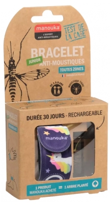 Manouka Bracelet Anti-Moustiques Junior + Recharge 6 ml - Modèle : Licornes