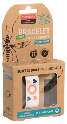 Manouka Bracelet Anti-Moustiques Junior + Recharge 6 ml - Modèle : Cœurs