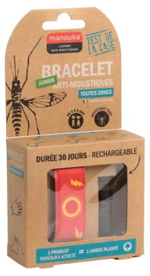 Manouka Bracelet Anti-Moustiques Junior + Recharge 6 ml - Modèle : Éclairs