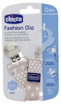 Chicco Ribbon Soother-Clipper 2-in-1 0 Month and + - Colour: Beige