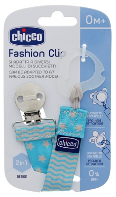 Chicco Ribbon Soother-Clipper 2-in-1 0 Month and + - Colour: Steel Blue