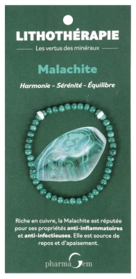 PharmaGem Pulsera de Malaquita Litoterapia 4 mm