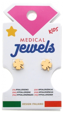 Medical Jewels Orecchini Ipoallergenici per Bambini Quadrifoglio D'oro
