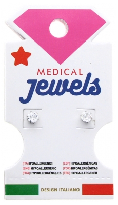 Medical Jewels Boucles d'Oreilles Hypoallergéniques Cristal Zircon 4 mm