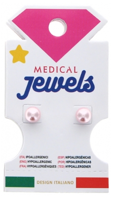 Medical Jewels Boucles d'Oreilles Hypoallergéniques Perle Rose 6 mm