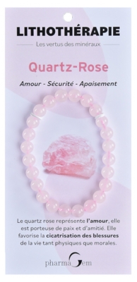 PharmaGem Litoterapia Pulseira Quartzo-Rosa 8 mm