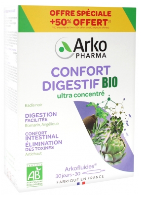 Arkopharma Arkofluides Verdauungskomfort Bio 20 Ampullen + 10 Ampullen Geschenkt
