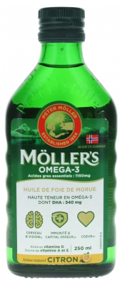 Möller's Olio di Fegato di Merluzzo Omega-3 al Gusto di Limone 250 ml
