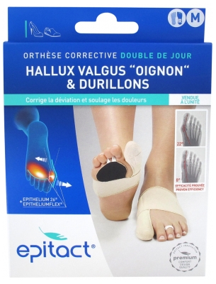 Epitact Hallux Valgus Oignon & Durillons Orthèse Corrective Double de Jour Pied Droit - Taille : M
