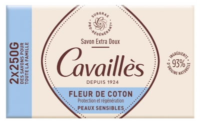 Rogé Cavaillès Savon Extra Doux Fleur de Coton Lot de 2 x 250 g