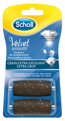 Scholl Velvet Smooth Express Pedi Cristaux de Diamants Grain Extra Exfoliant 2 Rouleaux de Remplacement