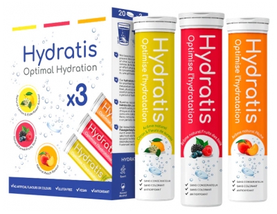 Hydratis Solución Hidratante Caja de 3 Tubos de 20 Comprimidos Efervescentes