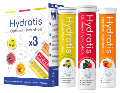 Hydratis Solution d'Hydratation Coffret de 3 Tubes de 20 Pastilles Effervescentes