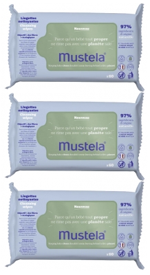 Mustela Avocado-Reinigungstücher Pack von 3 x 60 Feuchttücher