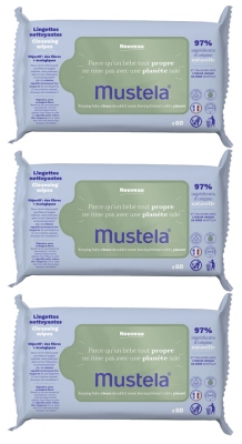 Mustela Cleansing Wipes with Avocado 3 x 60 Wipes