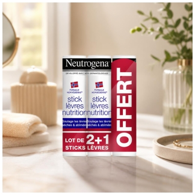 Neutrogena Balzam za ustnice za nego, 3 x 4,8 g, vključno z 1 brezplačnim