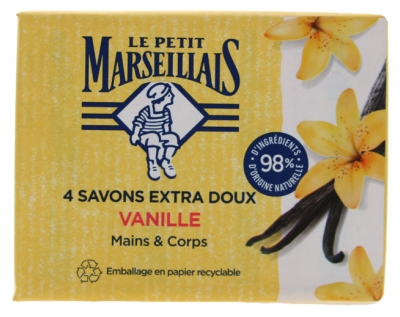 Le Petit Marseillais Savon Extra Doux Vanille Lot de 4 x 100 g