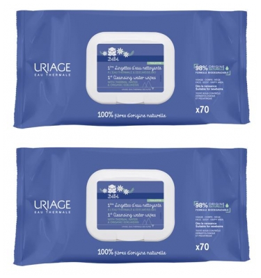Uriage Baby 1ère Nettoyantes Tücher Set mit 2 x 70 Tücher
