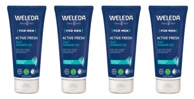 Weleda Pánský sprchový gel Active Fresh 3v1 Balení 4x200 ml