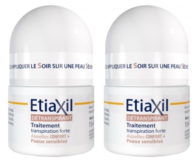 Etiaxil Tratamiento Detranspirante Comfort+ Axilas Pieles Sensibles Roll-On Lote de 2 x 15 ml