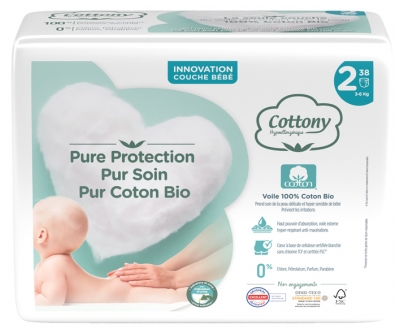 Cottony Nappies with Organic Cotton 38 Nappies Size 2 (3-6kg)