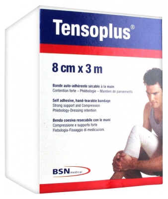 Essity Tensoplus Bande Auto-Adhérente Sécable à la Main 8 cm x 3 m - Couleur : Blanc