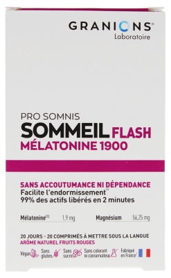 Granions Pro Somnis Sommeil Flash Mélatonine 1900 20 Comprimés Sublinguaux
