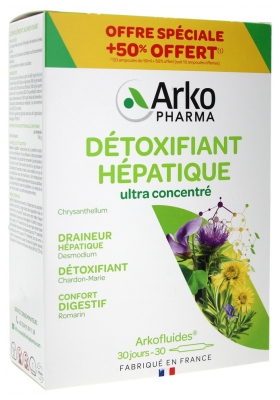 Arkopharma Arkofluides Desintoxicante Hepático 20 Ampollas + 10 Ampollas de Regalo
