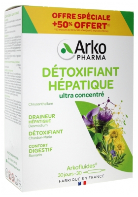 Arkopharma Arkofluides Hepatic Detoxifier 20 Phials + 10 Phials Free