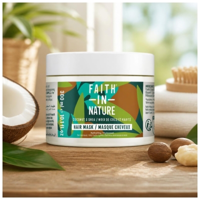 Masca de Păr Faith In Nature cu Nucă de Cocos și Karité pentru Păr Normal spre Uscat 300 ml