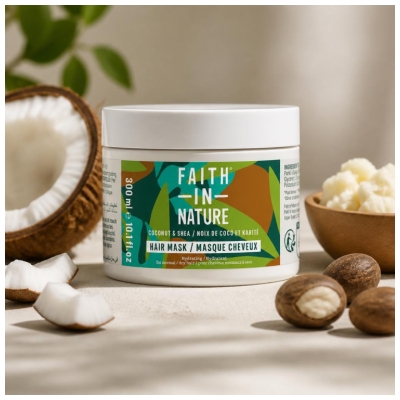 Masca de Păr Faith In Nature cu Nucă de Cocos și Karité pentru Păr Normal spre Uscat 300 ml